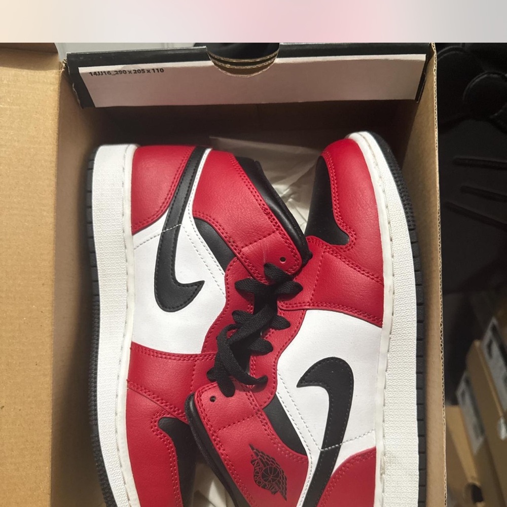 Jordan Air 1 Mid Black and Gym Red Sneakers